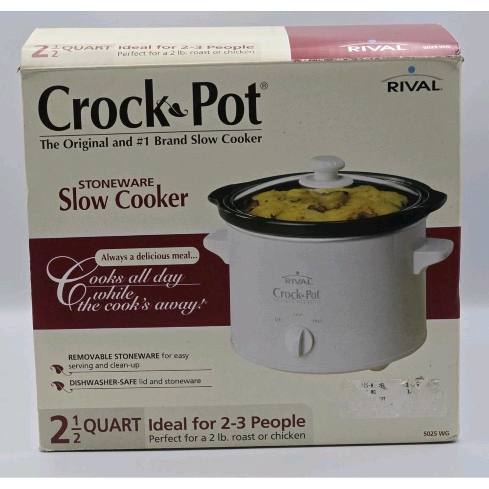 Rival Crock Pot Stoneware Slow Cooker 2 1/2‎ Quart Model 5025 WG Original Box